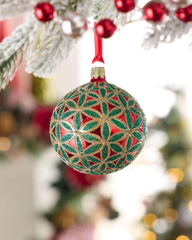 Crimson Enchantment Glass Christmas Ornament
